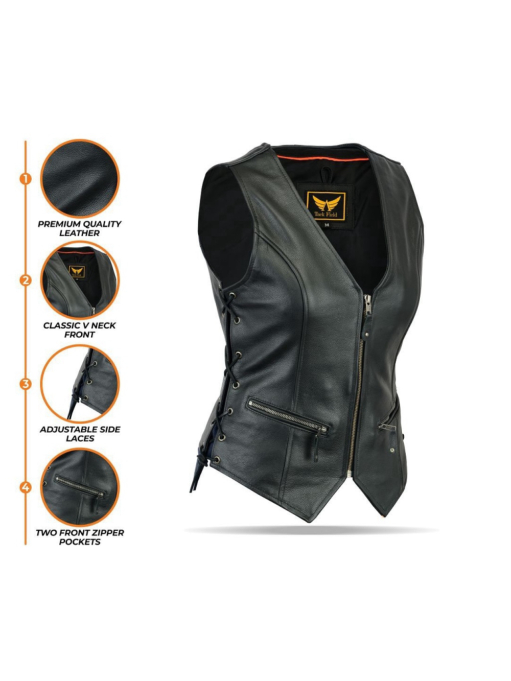 Backfield Womens Legacy Rider Motorcycle Leather Vest Heavy L
